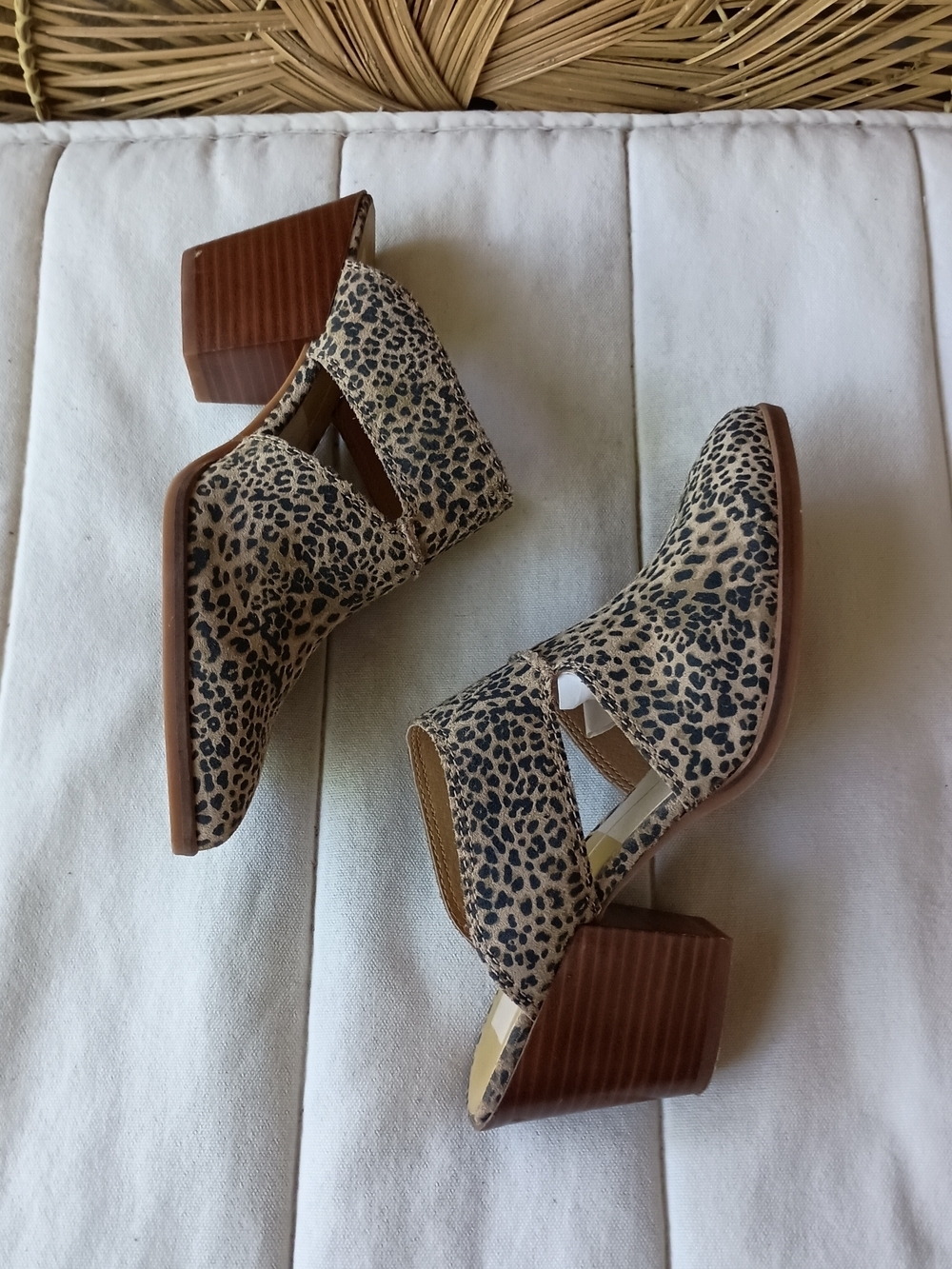 Dolce Vita Leopard Print Pointed-Toe Mules in Tan/Black_7.5